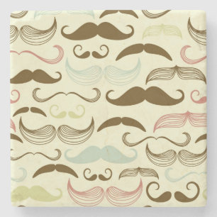 Moustache pattern, retro style 4 stone coaster