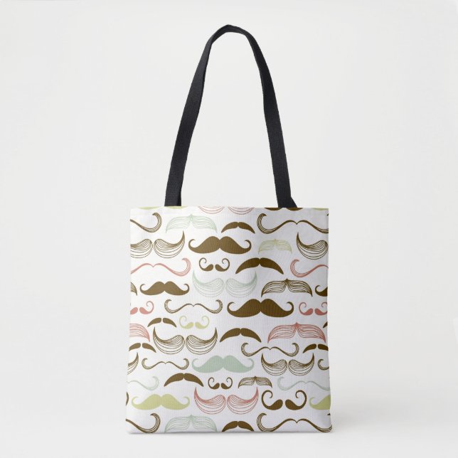 Moustache pattern, retro style 4 tote bag (Front)