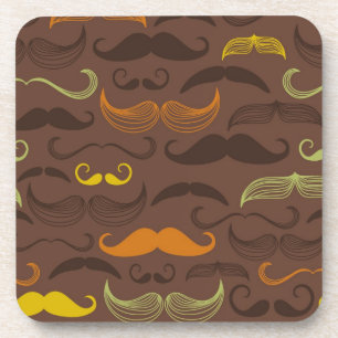 Moustache pattern, retro style 5 coaster