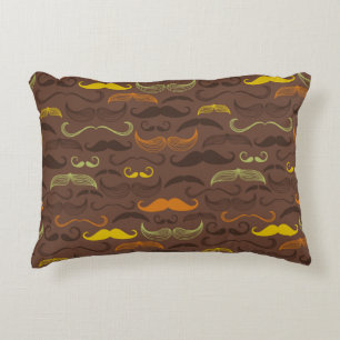 Moustache pattern, retro style 5 decorative cushion