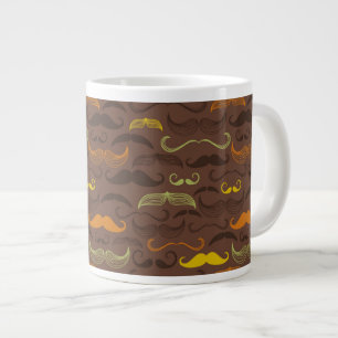 Moustache pattern, retro style 5 large coffee mug