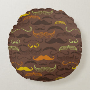 Moustache pattern, retro style 5 round cushion