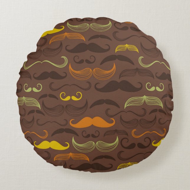 Moustache pattern, retro style 5 round cushion (Front)