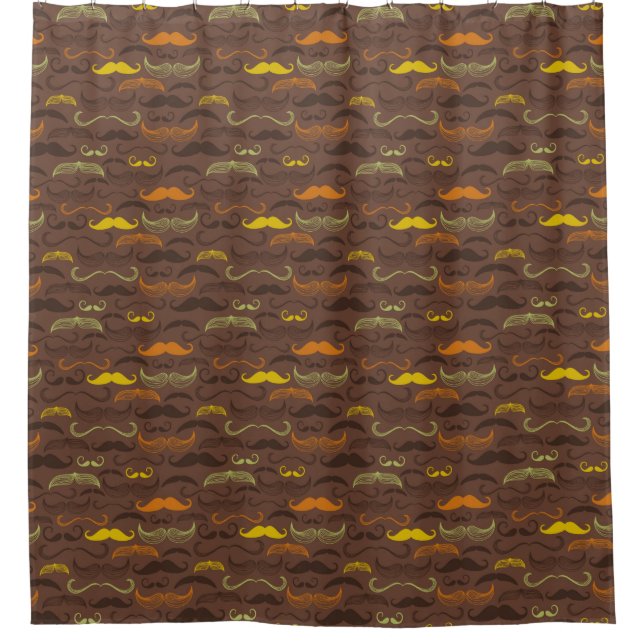 Moustache pattern, retro style 5 shower curtain (Front)