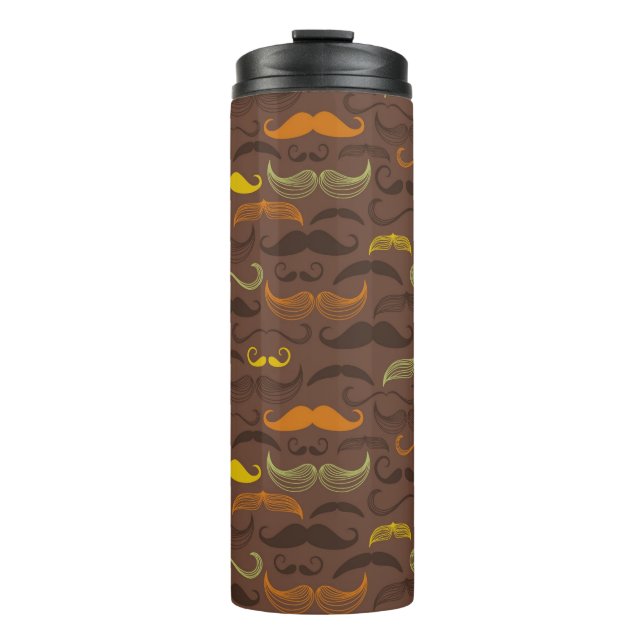 Moustache pattern, retro style 5 thermal tumbler (Front)