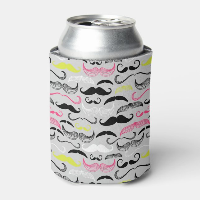 Moustache pattern, retro style can cooler (Can Front)