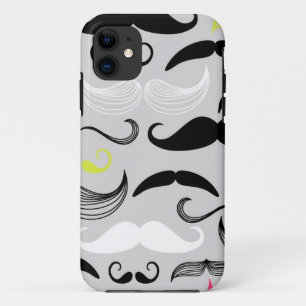 Moustache pattern, retro style iPhone 11 case