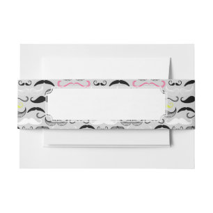 Moustache pattern, retro style invitation belly band