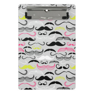 Moustache pattern, retro style mini clipboard