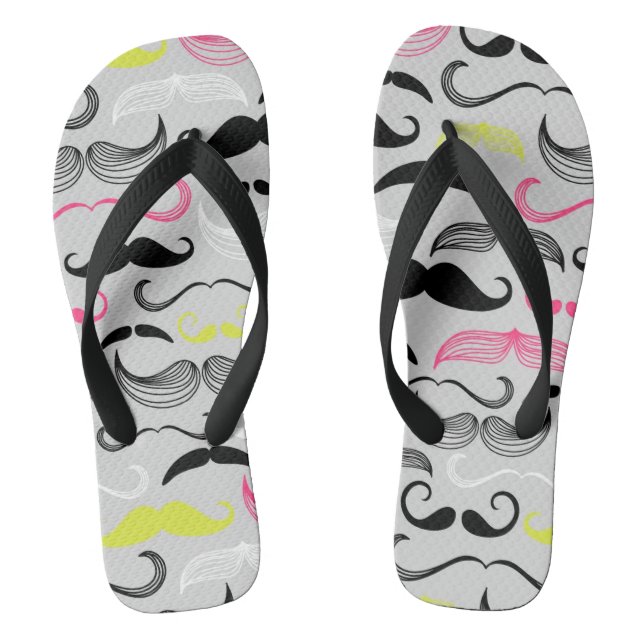 Moustache pattern, retro style thongs (Footbed)