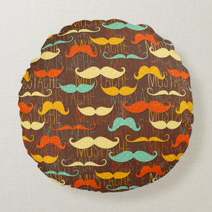 Moustache pattern round cushion