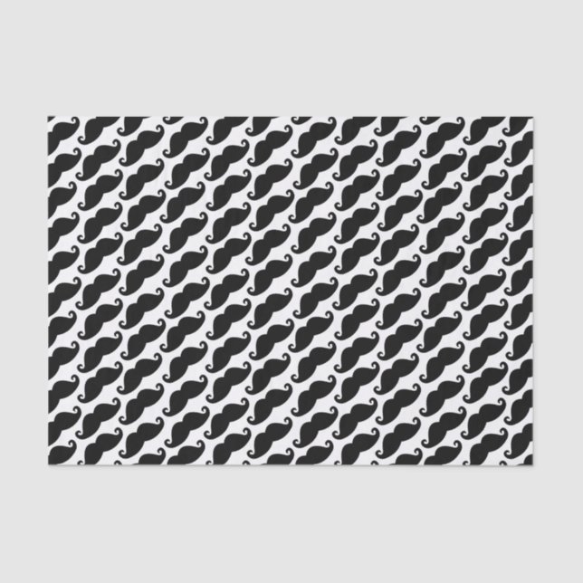 Moustache Pattern White and Black Tissue Paper (Front)