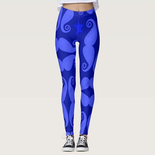 Moustache Pattern Workout Yoga Leggings (Front)