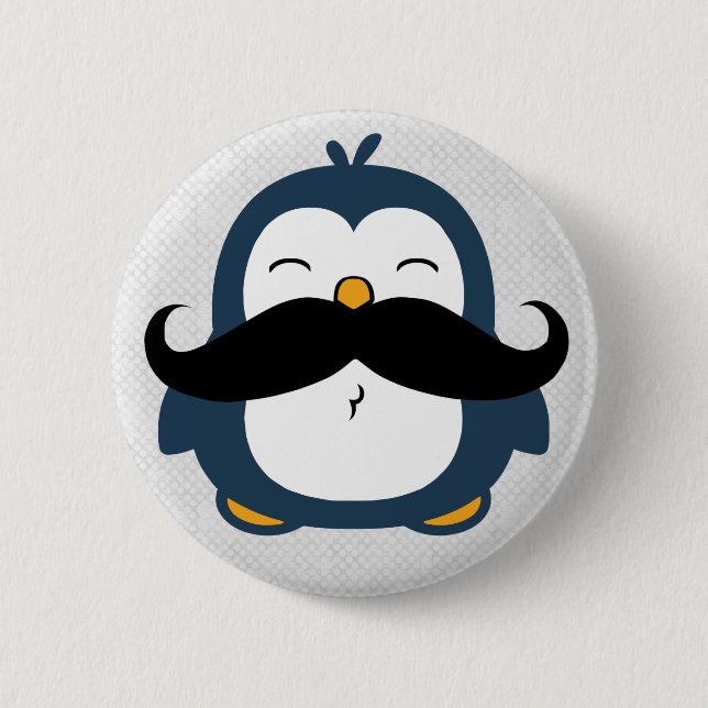 Moustache Penguin 6 Cm Round Badge (Front)