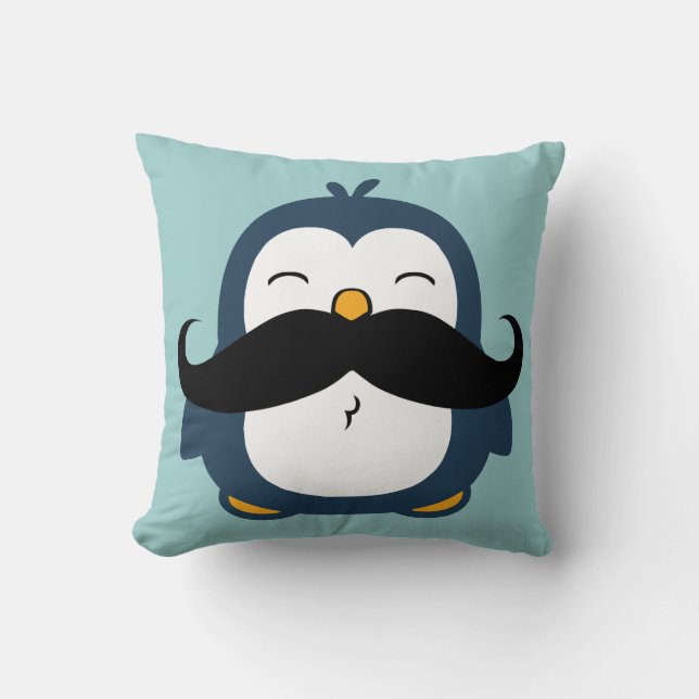 Moustache Penguin Cushion (Front)