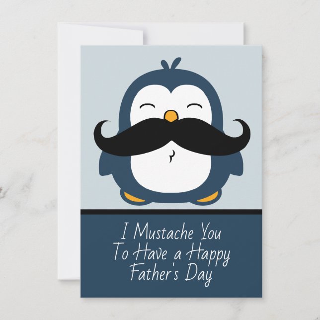 Moustache Penguin Father's Day | Blue (Front)