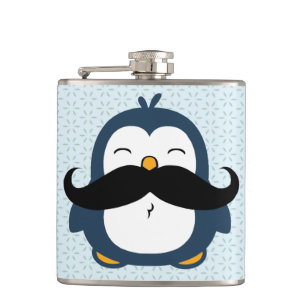 Moustache Penguin Hip Flask