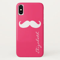 Moustache Plain Hot Pink Background