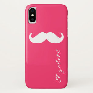 Moustache Plain Hot Pink Background iPhone X Case
