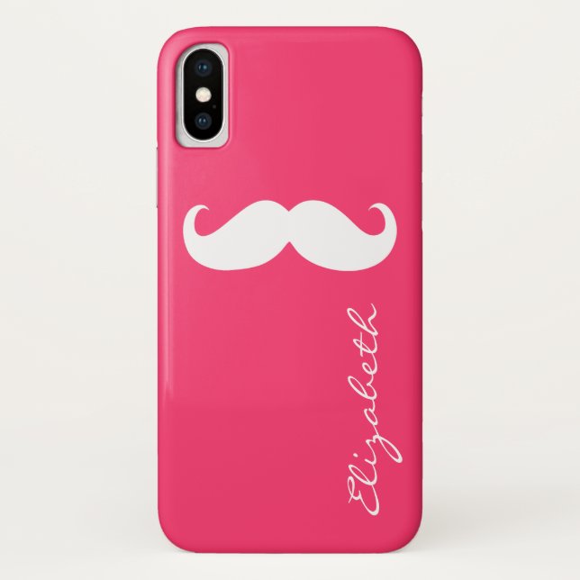 Moustache Plain Hot Pink Background Case-Mate iPhone Case (Back)