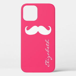 Moustache Plain Hot Pink Background iPhone 12 Pro Case