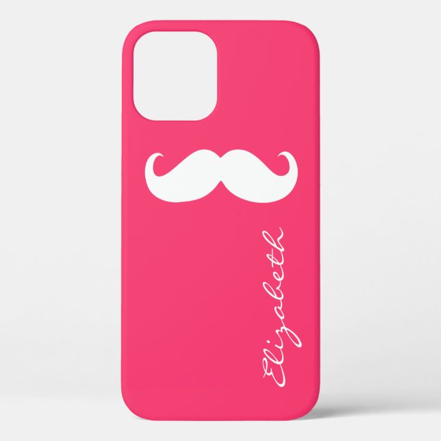 Moustache Plain Hot Pink Background Case-Mate iPhone Case (Back)