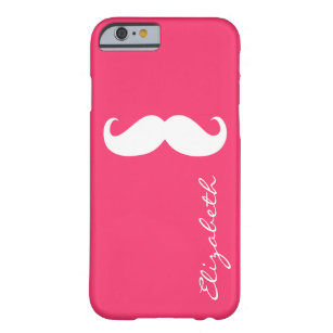 Moustache Plain Hot Pink Background Barely There iPhone 6 Case