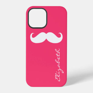 Moustache Plain Hot Pink Background iPhone 12 Pro Case