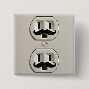 Moustache power outlet 15 cm square badge