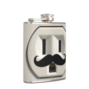 Moustache power outlet hip flask