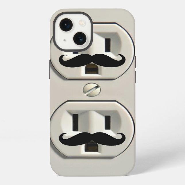 Moustache power outlet iPhone case (Back)