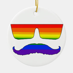 Moustache pride ceramic ornament