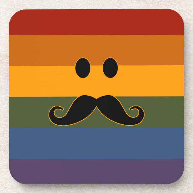 Moustache Pride custom coasters (Front)