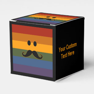 Moustache Pride custom favour boxes