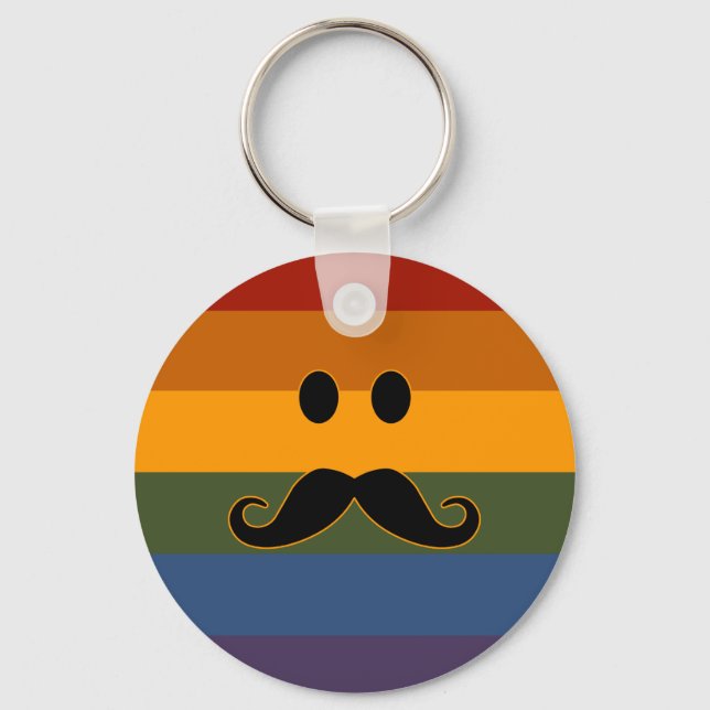 Moustache Pride custom key chain (Front)