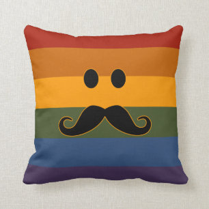 Moustache Pride custom throw pillow