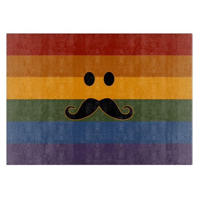 Moustache Pride cutting board (Front)
