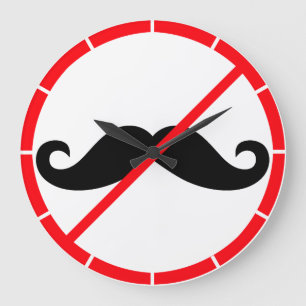 Moustache Prohibited! Large Clock