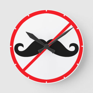 Moustache Prohibited! Round Clock