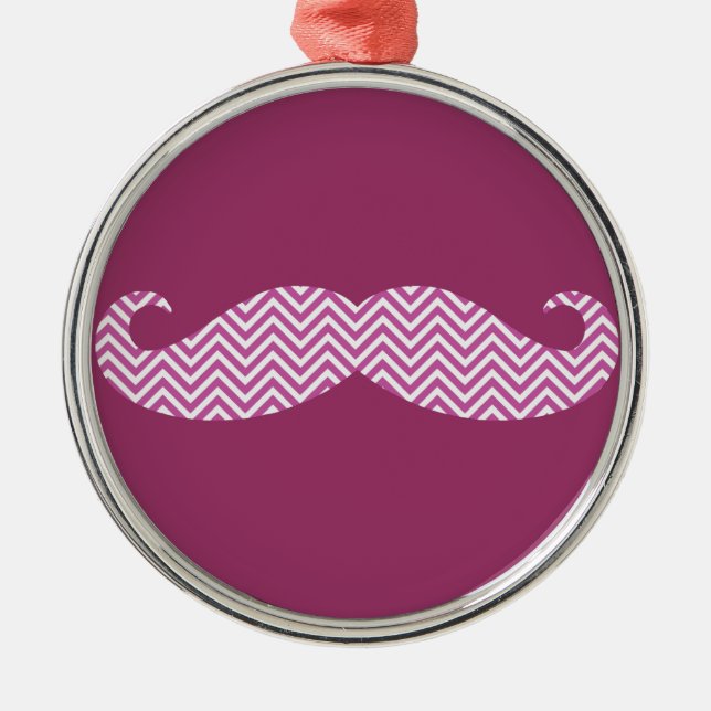Moustache Radiant Orchid Purple Chevron Pattern Fu Metal Tree Decoration (Front)