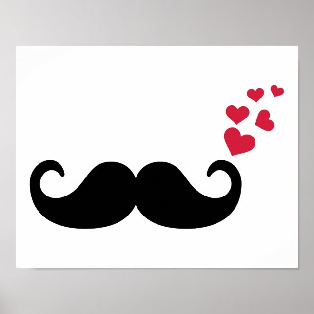 Moustache red hearts love poster (Front)