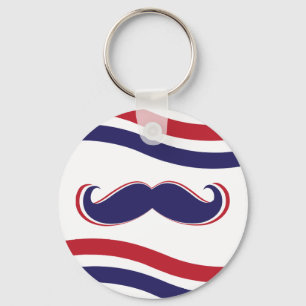 Moustache - Red, White and Blue Key Ring