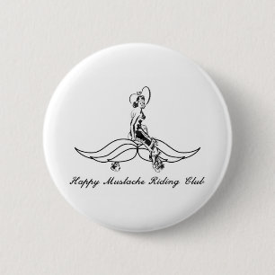 moustache riding club 6 cm round badge