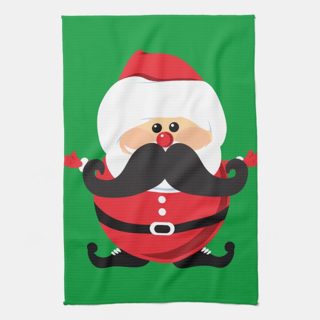 Moustache Santa Claus Tea Towel (Vertical)