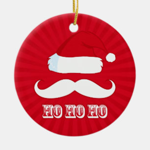 Moustache Santa Red Ceramic Tree Decoration