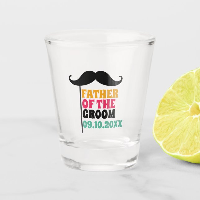 Moustache Shot Glass for Groom’s Legendary Dad (Front)