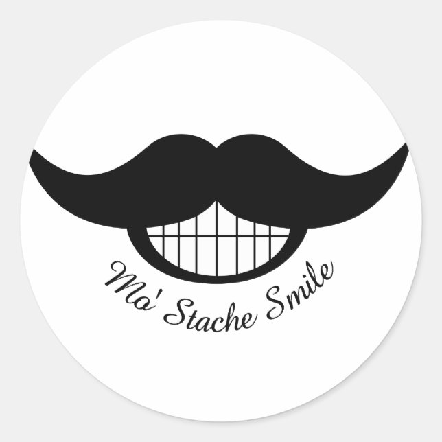 Moustache Smile Classic Round Sticker (Front)