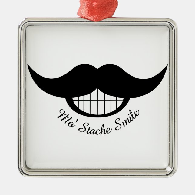 Moustache Smile Metal Ornament (Front)