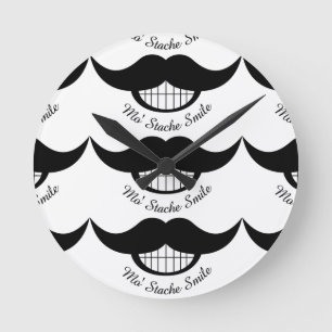 Moustache Smile Round Clock