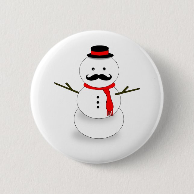 moustache snowman button (Front)